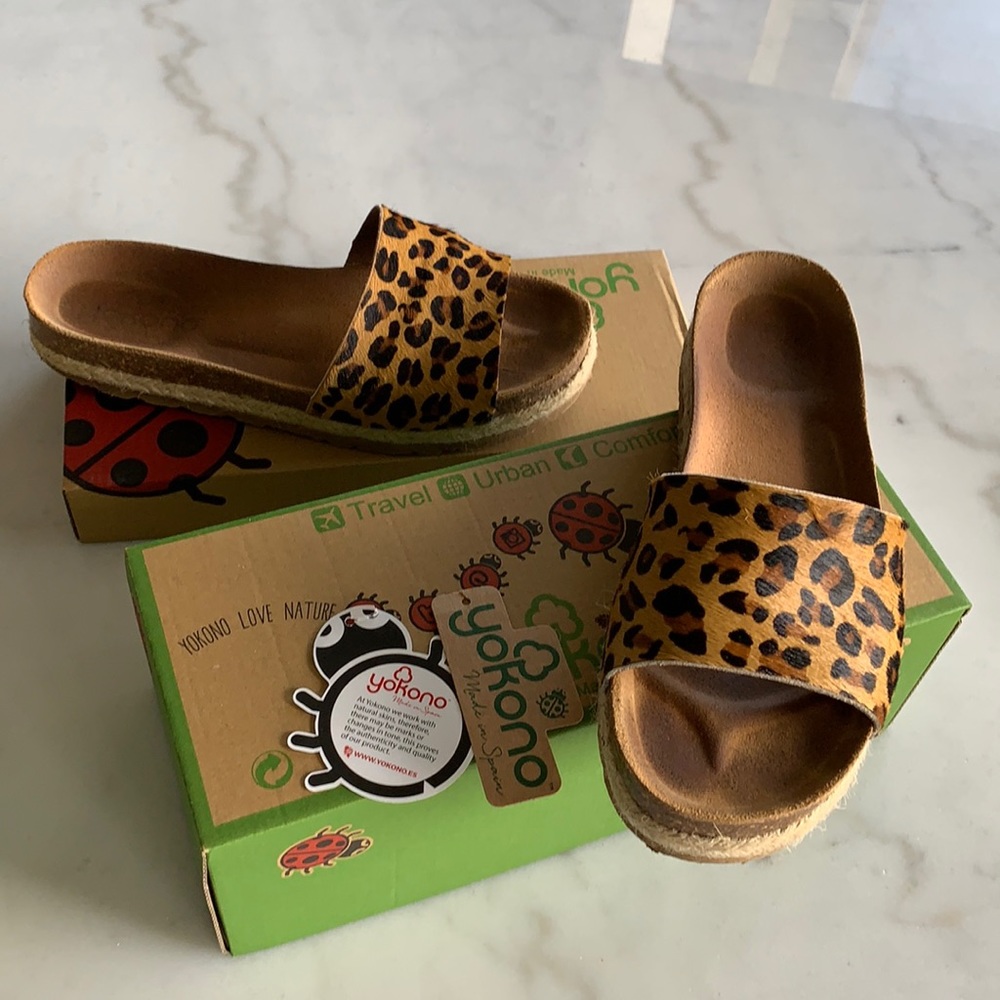 Yokono Spain. Leopard. Leather comfort sandal